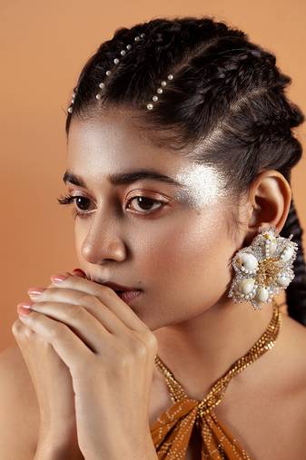 Shell floral embellished earrings