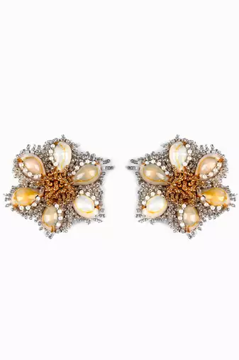 Shell floral embellished earrings