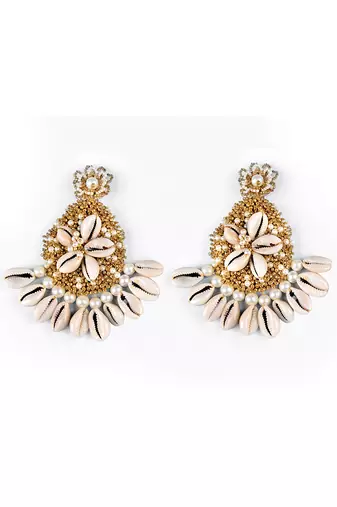 Shell floral embellished earrings
