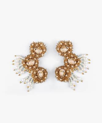 Pearl tassel embellished earrings 2