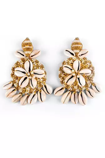 Shell floral embellished earrings