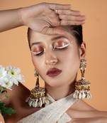 Shell embellished jhumka earrings