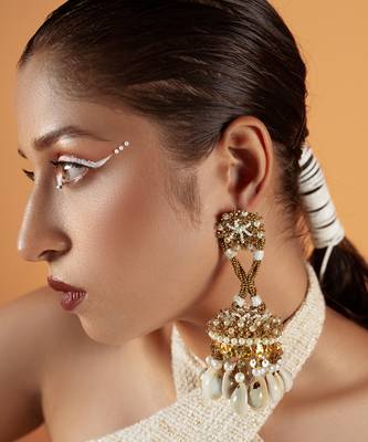 Shell embellished jhumka earrings 2