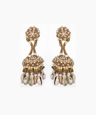 Shell embellished jhumka earrings 3