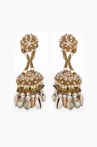 Shell embellished jhumka earrings