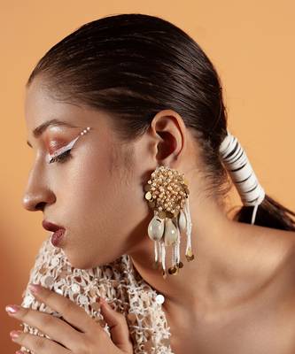 Pearl embellished dangler earrings 1
