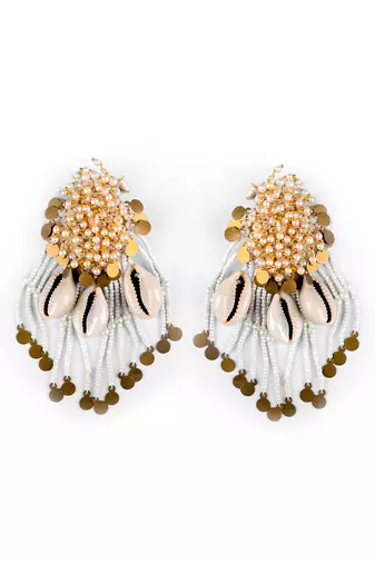 Pearl embellished dangler earrings
