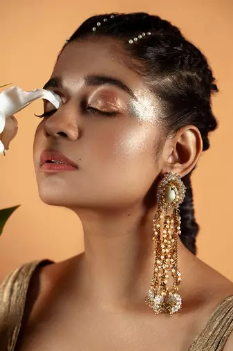 Embellished tassel drop earrings