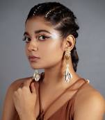 Shell studded dangler earrings