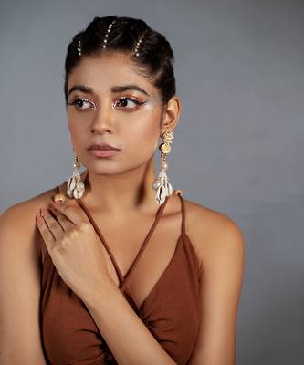 Shell studded dangler earrings 2