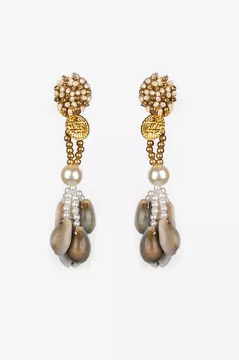Shell studded dangler earrings