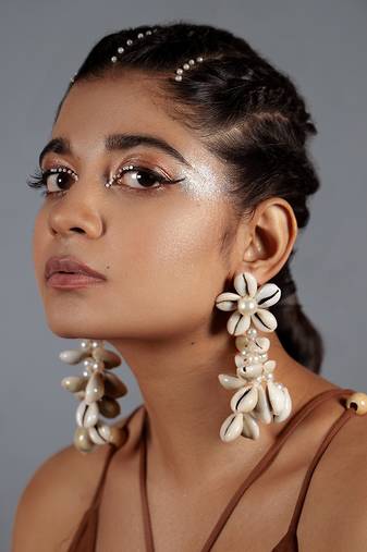 Shell embellished dangler earrings