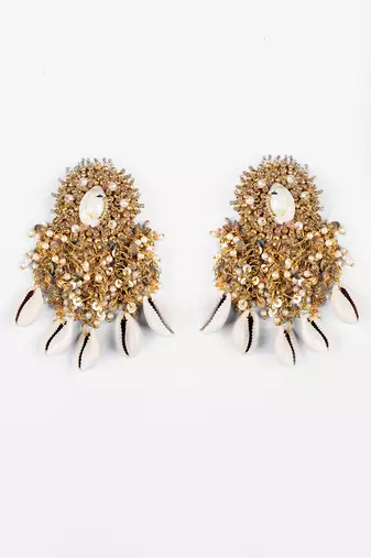 Pearl embellished dangler earrings