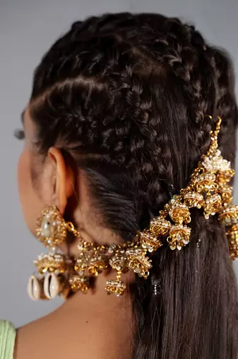 Shell drop jhumka earrings