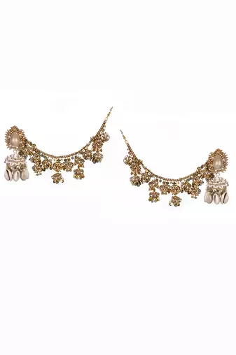 Shell drop jhumka earrings
