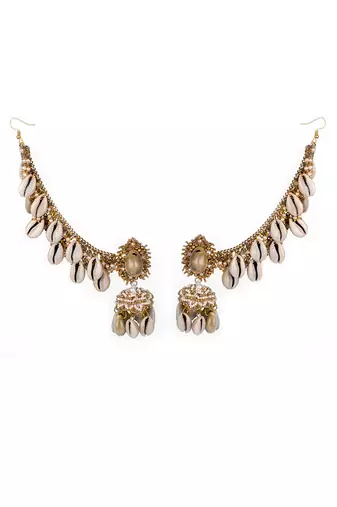 Shell drop jhumka earrings