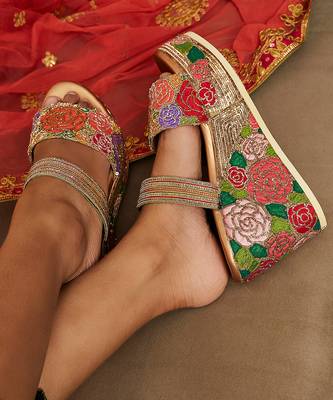 Multi colour thread embroidery wedges 1