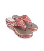 Red embroidered wedges