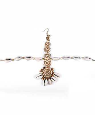 Pearl and chid embellished mathapatti 1