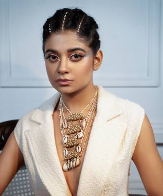 Bead embellished long layered necklace 1