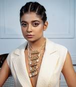 Bead embellished long layered necklace