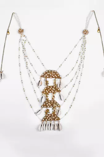 Bead embellished long layered necklace
