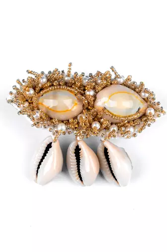 White & golden adjustable ring