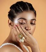 White & golden adjustable ring