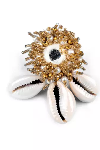 White & golden adjustable ring