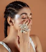 White & golden adjustable ring