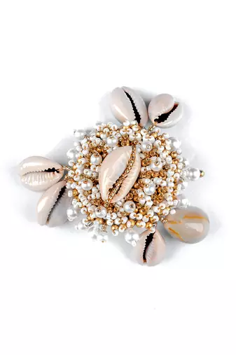 White & golden adjustable ring