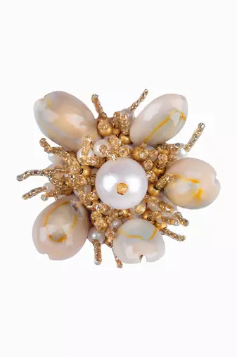 White & golden adjustable ring