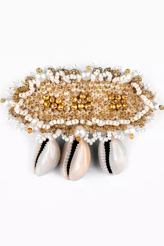 White & golden adjustable ring