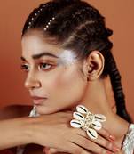 White & golden adjustable ring