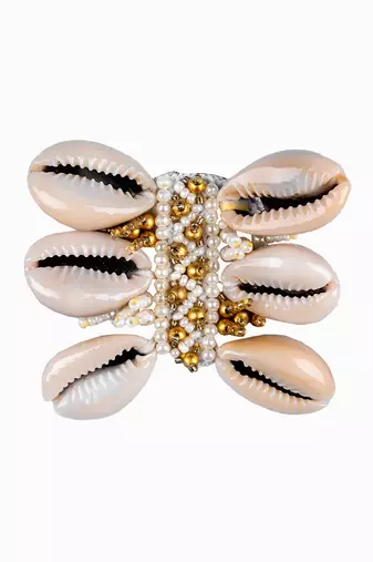 White & golden adjustable ring