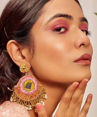 Mirror embroidered earrings 1