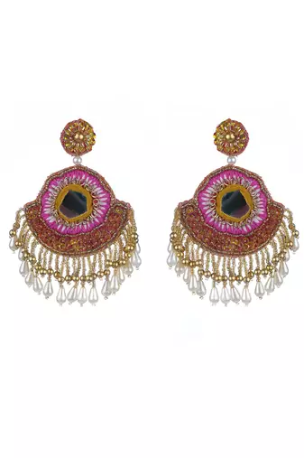 Mirror embroidered earrings