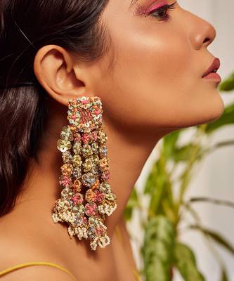 Thread embroidered danglers and drops 1
