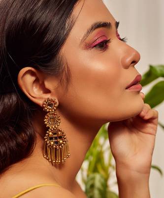Mirror embroidered danglers and drops 1