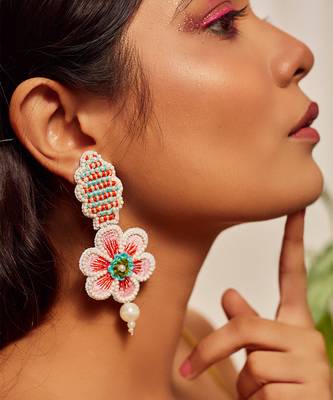 Floral embroidered earrings 1