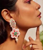 Floral embroidered earrings
