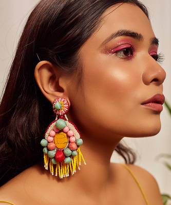 Stone embroidered earrings 1