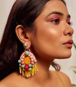 Stone embroidered earrings
