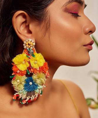Thread embroidered earrings 1