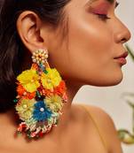 Thread embroidered earrings