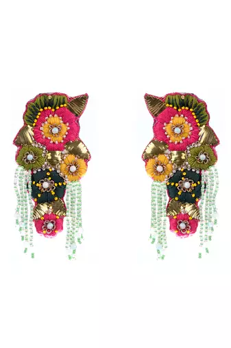Floral embroidered earrings