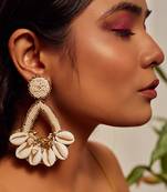 Shell embroidered earrings