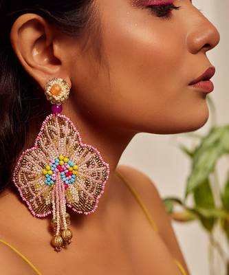 Bead embroidered earrings 1