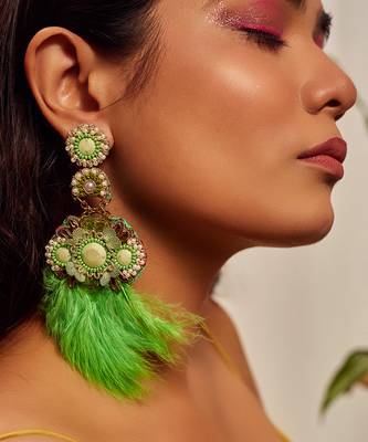 Feather embroidered earrings 1