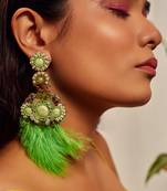 Feather embroidered earrings